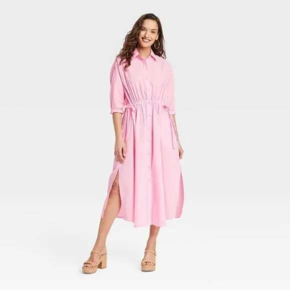 Universal Thread Button Front Midi Shirt Dress Wo… - image 1